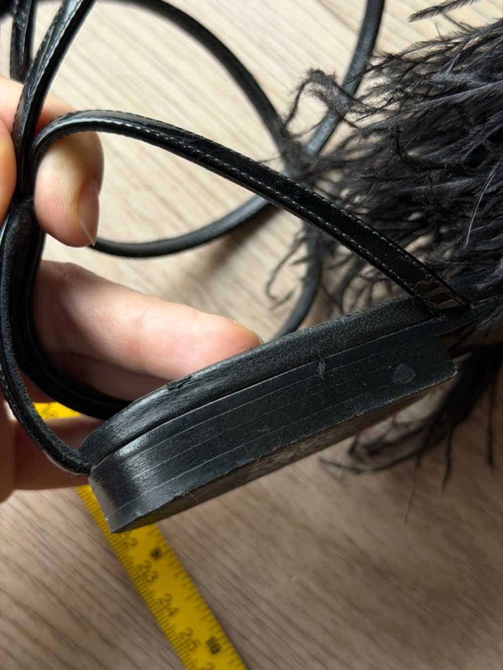 Saint Laurent Ostrich Black Feather-Trim Pointed sandals - Picture 17 of 17